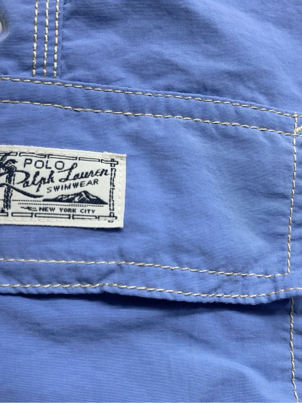 Polo Ralph Lauren Swim Board Shorts Mens Size Large Blue Lined Cargo Yellow Pony